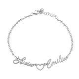 Personalized Name Bracelet Silver Bracelets for Women Two Name Bracelet Valentines Day Gift for Her