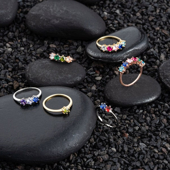 Sterling Silver Personalized Family Multi- Birthstone Ring