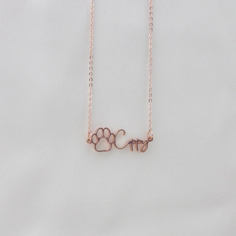 Sterling Silver Personalized Name Dog Paw Pendant Necklace