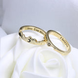 Sterling Silver Personalized Engraved Moon & Sun Matching Couple Rings Set