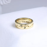 Sterling Silver Personalized Engraved Moon & Sun Matching Couple Rings Set