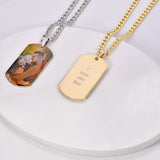 Stainless Steel Personalized Photo Engraved Pendant Necklace for Men