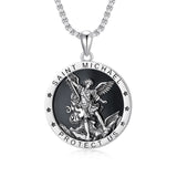 Sterling Silver St Michael St Christopher Pendant Necklace for Men