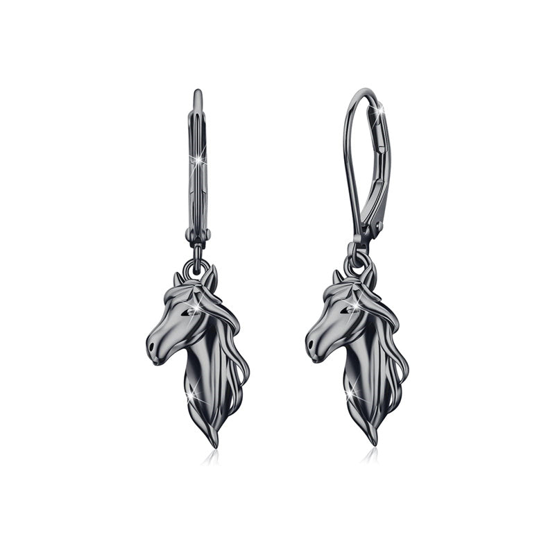 Sterling Silver Horse Leverback Earrings
