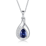 Sterling Silver Cubic Zirconia Tear Dangle Urn Necklace for Ashes
