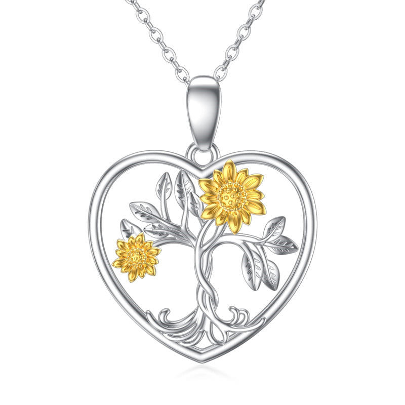14K Gold Sunflower Pendant Necklace
