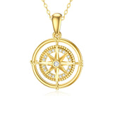 14K Gold Compass Pendant Necklace