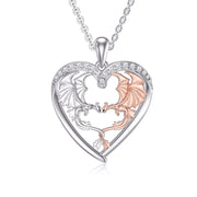 Dragon Necklace Sterling Silver Dragon Heart Pendant Jewelry Gifts for Women Men Her