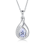 Sterling Silver Cubic Zirconia Tear Dangle Urn Necklace for Ashes