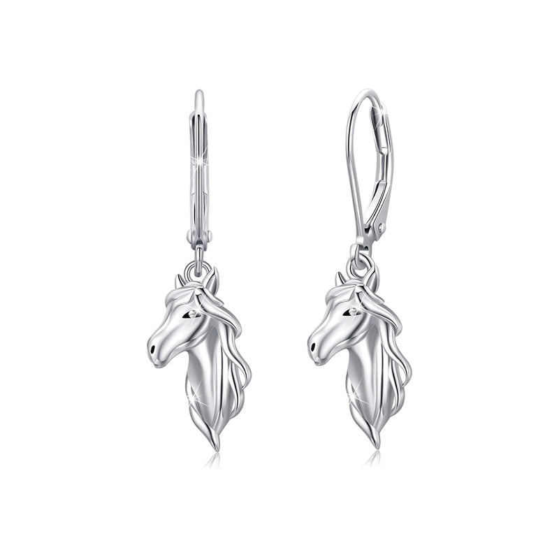Sterling Silver Horse Leverback Earrings