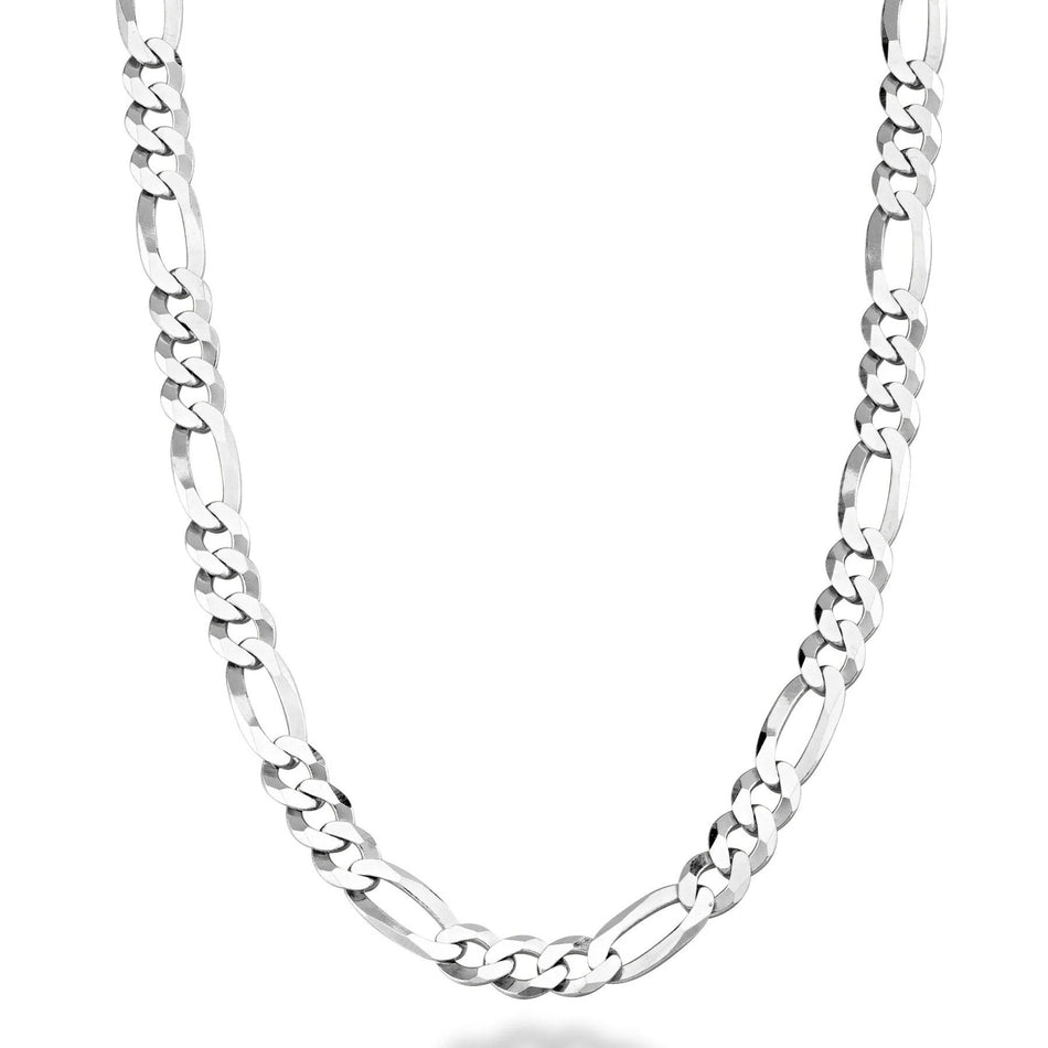 Sterling Silver 5mm Diamond Cut Figaro Link Chain Necklace