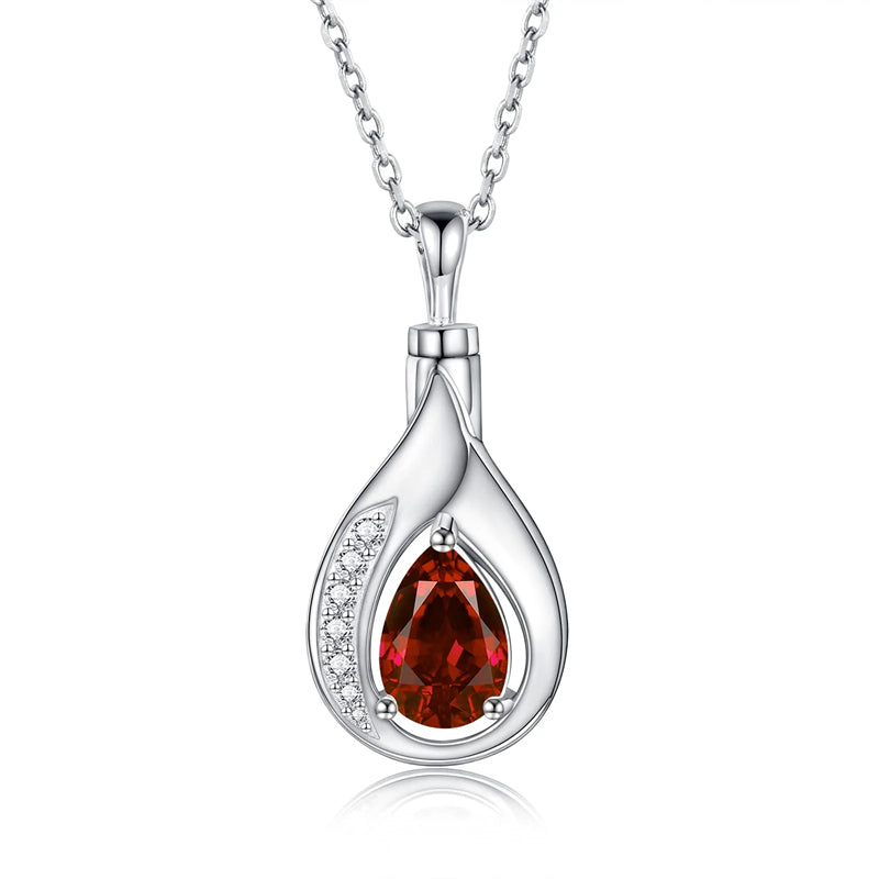 Sterling Silver Cubic Zirconia Tear Dangle Urn Necklace for Ashes