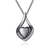 Sterling Silver Heart Shape Tear Dangle Urn Necklace for Ashes