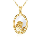 14K Gold Rose Flower Pendant Necklace