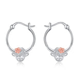 Sterling Silver Highland Cow Hoop Earrings