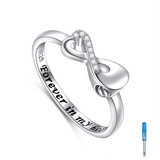 Sterling Silver Infinity Heart Shape Urn Ring for Ashes Engraved With Forever In My heart