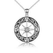 Compass Necklace Sterling Silver Celtic Knot Necklace Graduation Friendship Talisman Travel Necklace Graduation Gift Jewelry