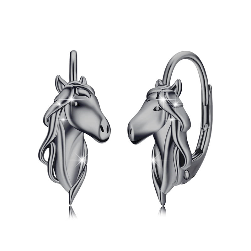 Sterling Silver Horse Leverback Earrings