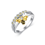 Sterling Silver Bee with 5A Cubic Zirconia Promise Ring