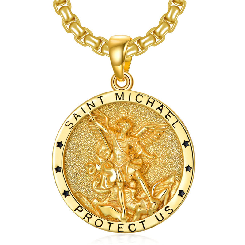 Sterling Silver St Michael St Christopher Pendant Necklace for Men