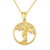 14K Gold Moissanite Mother Child & Tree of Life Pendant Necklace