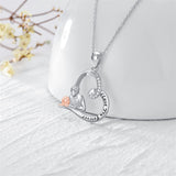 Sterling Silver Father Daughter Heart Pendant Necklace from Dad Gift for Daughter