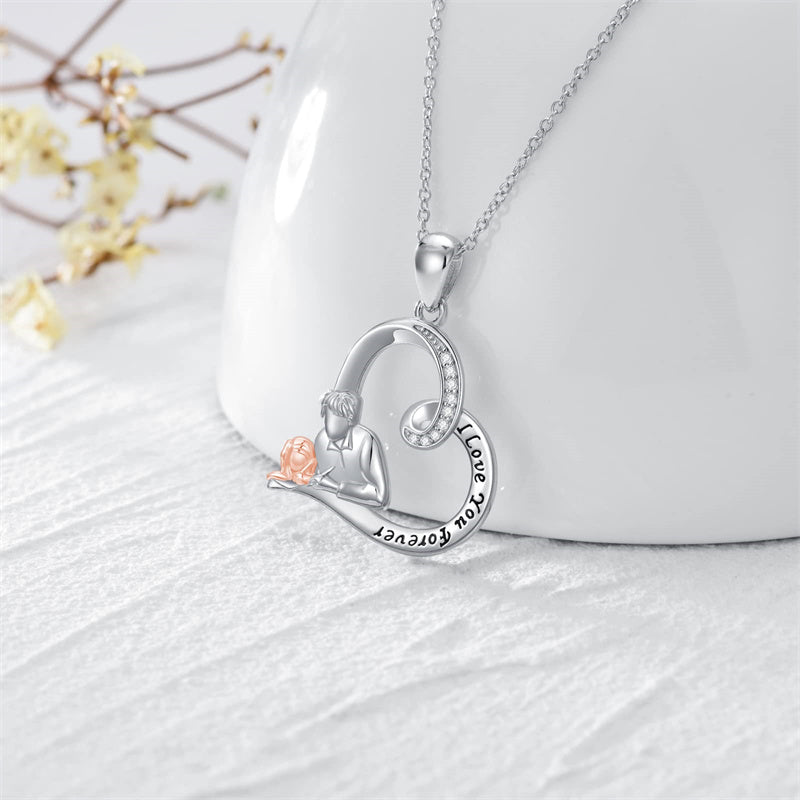 Sterling Silver Father Daughter Heart Pendant Necklace from Dad Gift for Daughter