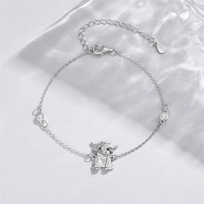 Sterling Silver Highland Cow Bracelet