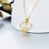 14k Solid Gold Moissanite Love Heart Mama Bear Pendant Necklace