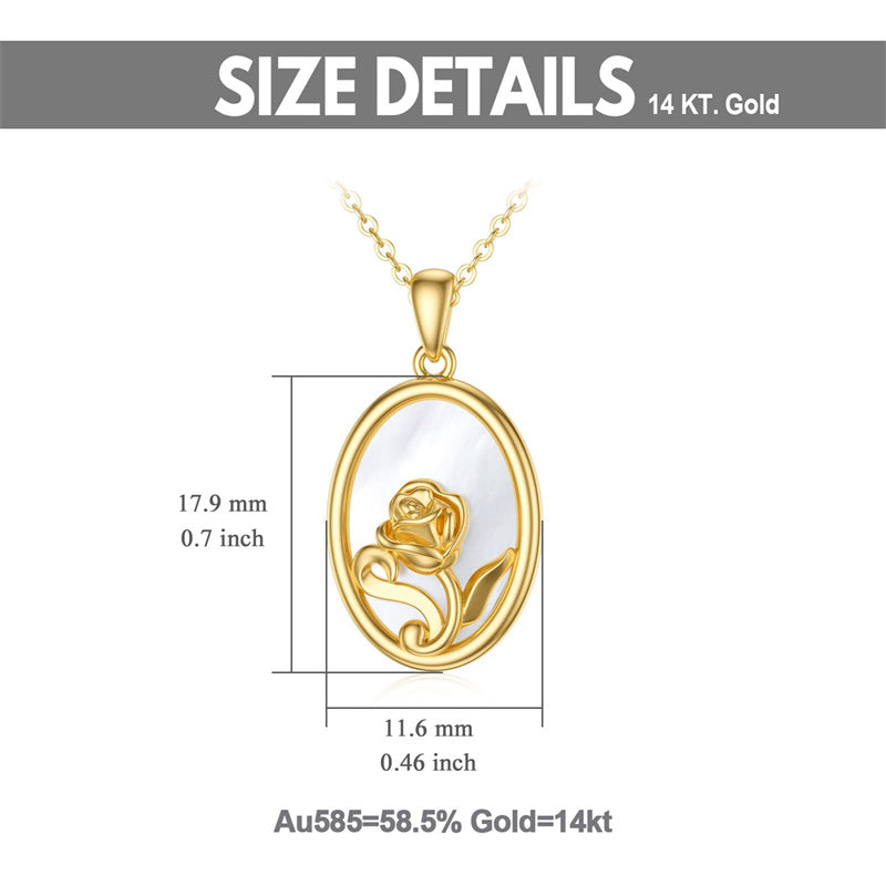 14K Gold Rose Flower Pendant Necklace