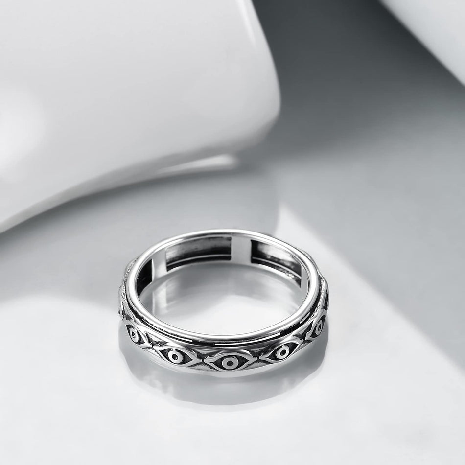 Sterling Silver Evil Eye Spinner Ring
