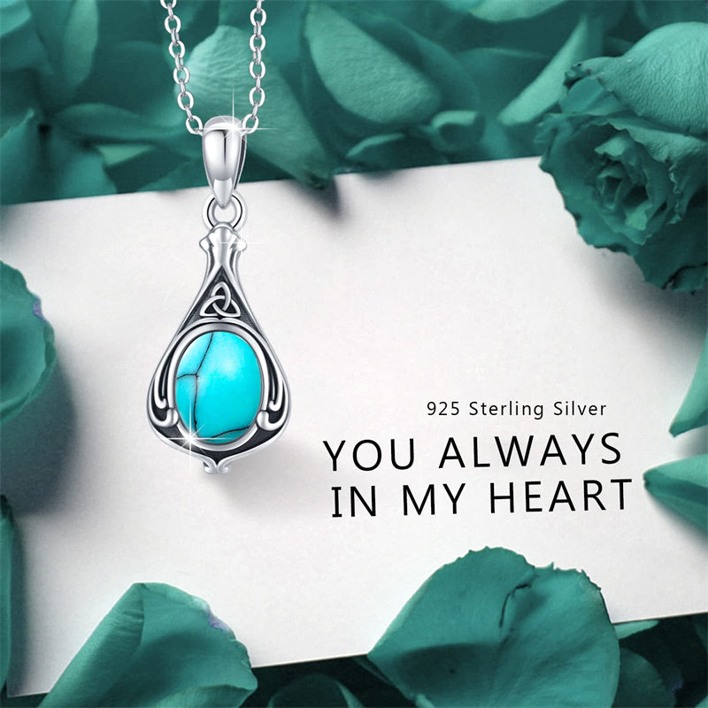 Sterling Silver Opal Turquoise TearDangle Urn Necklace for Ashes