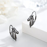 Sterling Silver Horse Leverback Earrings