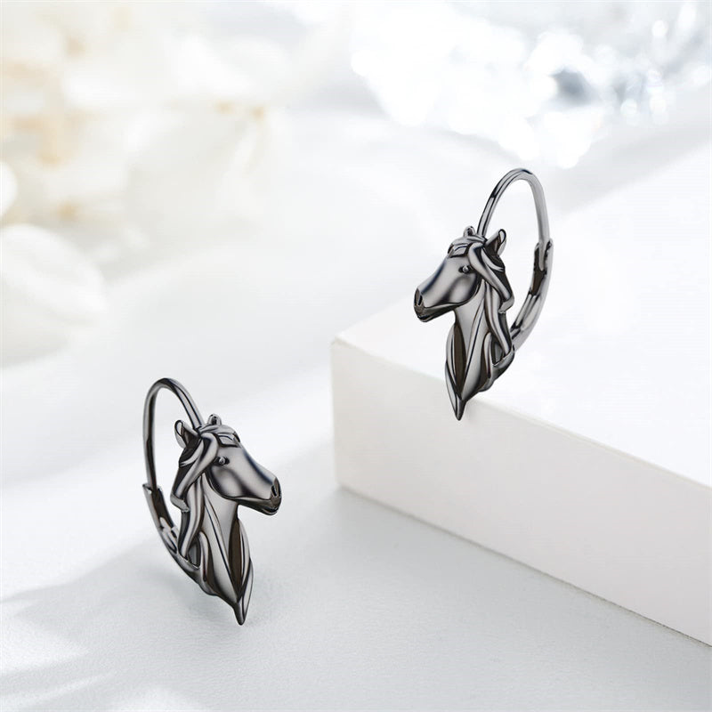 Sterling Silver Horse Leverback Earrings
