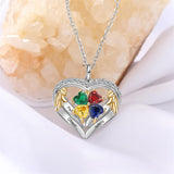 Sterling Silver Personalized Birthstone & Name Heart Shaped Pendant Necklace
