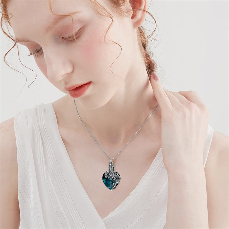 Sterling Silver Birthstone Birth Flower Crystal Urn Necklace for Ashes
