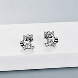 Sterling Silver Raccoon Stud Earring