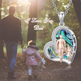 Sterling Silver Father Daughter Heart Pendant Necklace from Dad Gift for Daughter