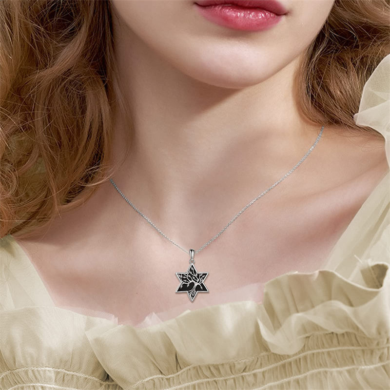 Sterling Silver Black Onyx Abalone Shell Celtic Knot Tree of Life Pendant Necklace