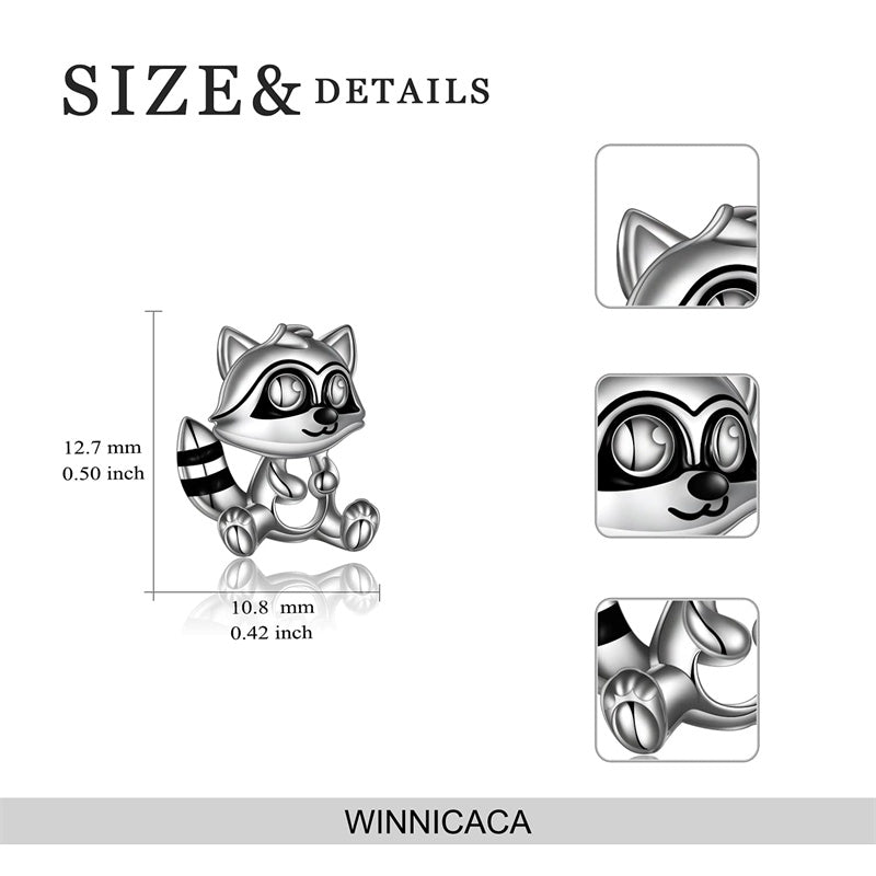 Sterling Silver Raccoon Stud Earring