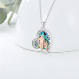 Sterling Silver Father Daughter Heart Pendant Necklace from Dad Gift for Daughter