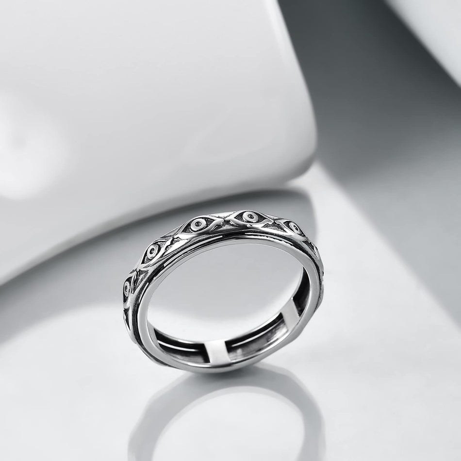 Sterling Silver Evil Eye Spinner Ring