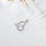 Sterling Silver Father Daughter Heart Pendant Necklace from Dad Gift for Daughter