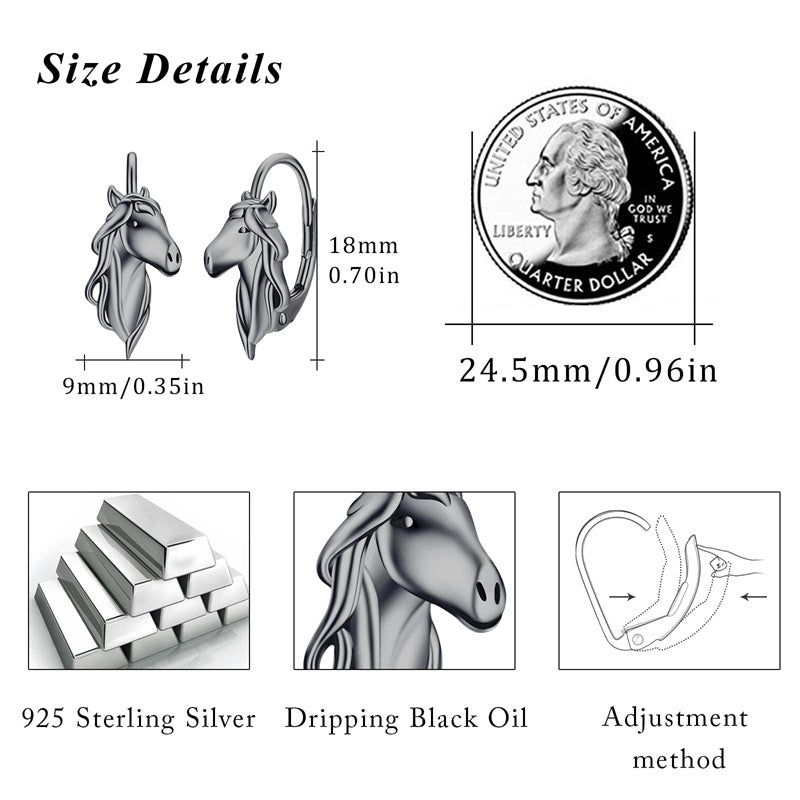 Sterling Silver Horse Leverback Earrings