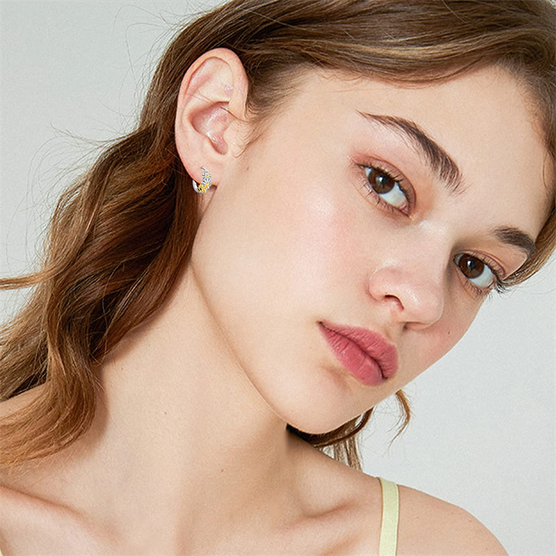 Sterling Silver Daisy Hoop Earrings