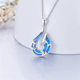 Sterling Silver Opal Wave Pendant Necklace