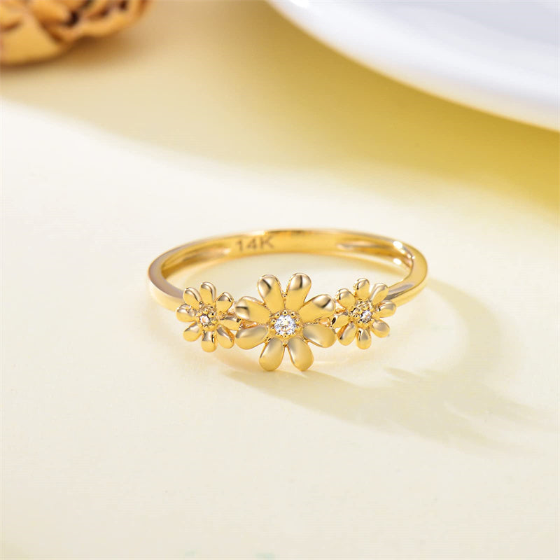 14K Gold Nature Diamond Daisy Engagement Ring