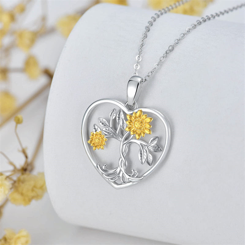 14K Gold Sunflower Pendant Necklace