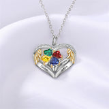Sterling Silver Personalized Birthstone & Name Heart Shaped Pendant Necklace
