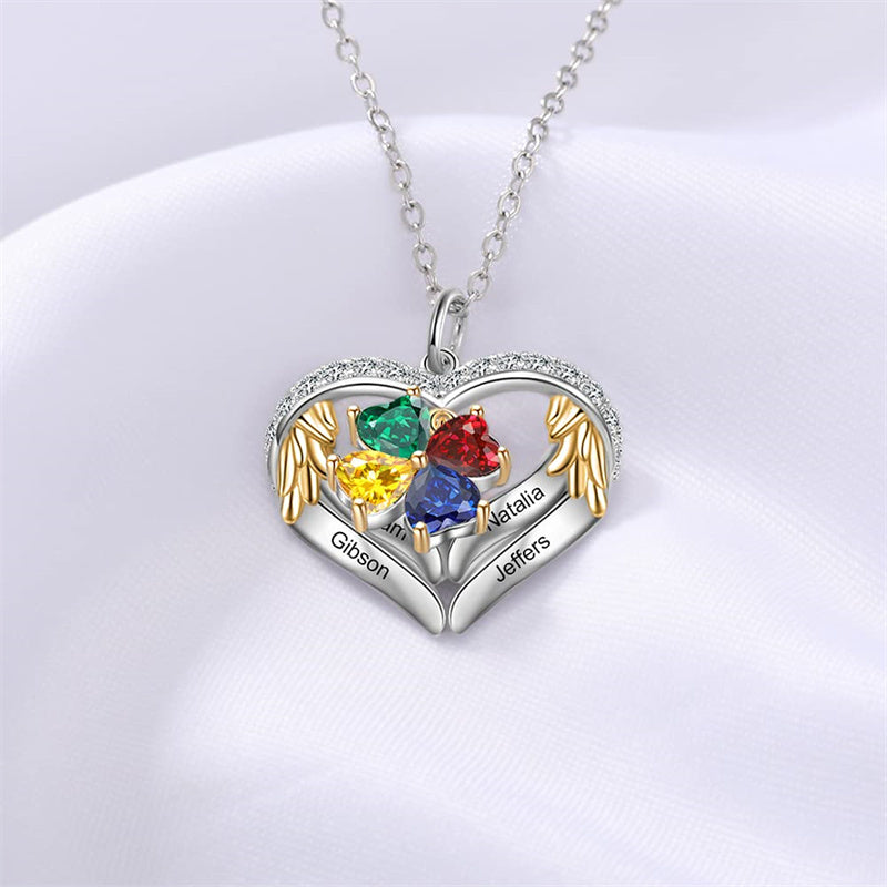 Sterling Silver Personalized Birthstone & Name Heart Shaped Pendant Necklace